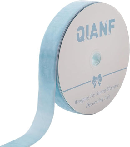 Vintage Sky Blue Velvet Ribbon Christmas Ribbon by QIANF