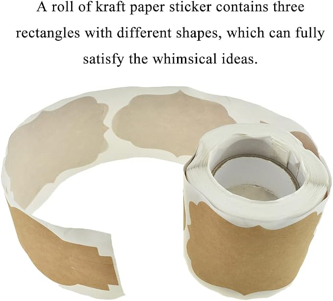 HAHIYO 3*2Inches 150Pcs Natural Brown Kraft Sticker Rectangles of 3 different - Image 5