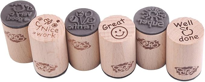 DECORA 6pcs Round Wood Rubber Stamp - Image 3