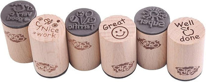 DECORA 6pcs Round Wood Rubber Stamp - Image 3