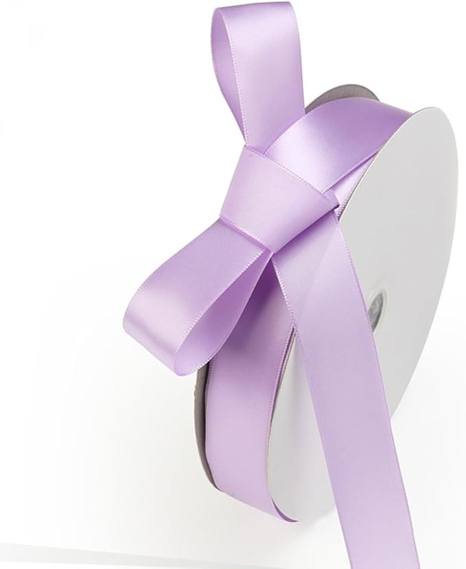 1" x 100 Yards Light Lilac Polyester Satin Ribbon Single Faced Bulk Fabric by Oakarbo