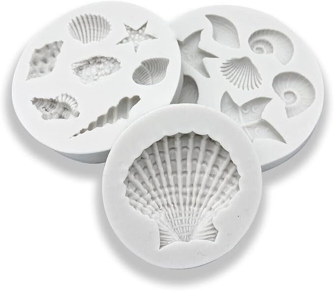 3 PCS Marine Theme Cake Fondant Silicone Mold Seashell Conch Starfish Coral - Image 3