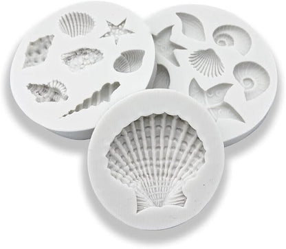 3 PCS Marine Theme Cake Fondant Silicone Mold Seashell Conch Starfish Coral - Image 3