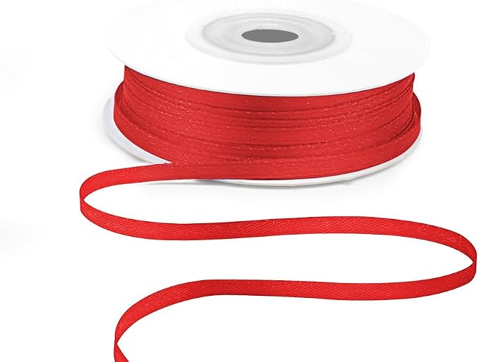 KMER LIFE 1/8"" Wide x 50 Yards Red Polyester Satin Ribbon, Gift Wrapping & by KMERLIFE