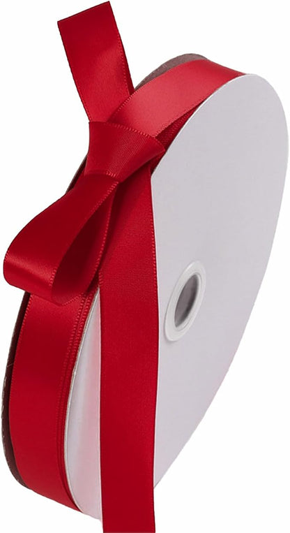 5/8" x 100 Yards Burgundy Polyester Satin Ribbon Single Faced Bulk Fabric by Oakarbo