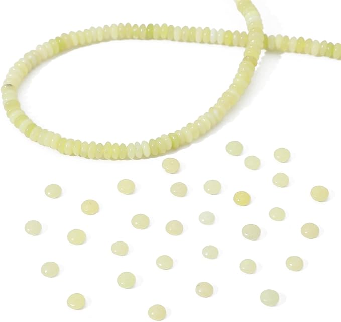 Natural Lemon Jade Disk Stone Beads 4x2mm 160pcs Rondelle Loose Semi Gemstone - Image 6