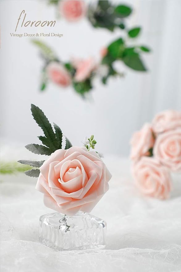 Floroom Artificial Flowers 25pcs Real Looking Blush Foam Fake Roses - Image 5