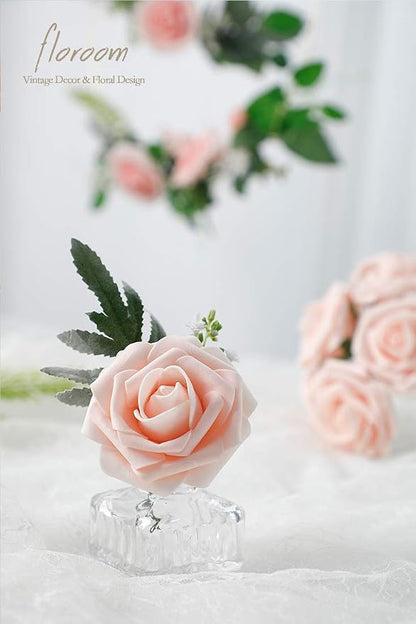 Floroom Artificial Flowers 25pcs Real Looking Blush Foam Fake Roses - Image 5
