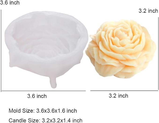 2 Pack 3.5 Inch 6.7 Inch Peony Silicone Mold, Large Size Flower Candle Mold - Image 2