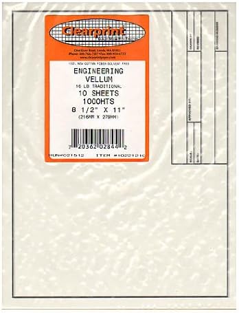 Clearprint Vellum Sheets with Engineer Title Block, 8.5x11 Inches, 16 lb. by Clearprint