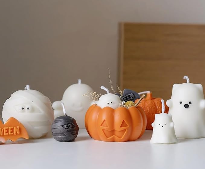 3 Pcs Halloween Candle Silicone Molds Set, DIY Letter Bat, Mummy Ball and 3D - Image 3