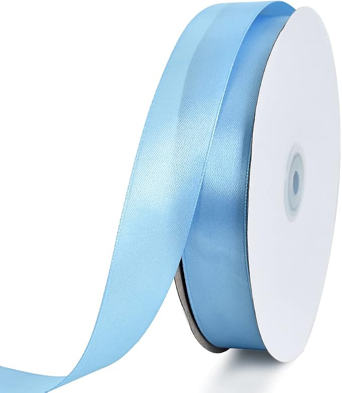 TONIFUL 1 Inch x 100yds Sky Blue Satin Ribbon, Thin Solid Color Satin Ribbon by TONIFUL