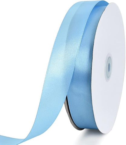 TONIFUL 1 Inch x 100yds Sky Blue Satin Ribbon, Thin Solid Color Satin Ribbon by TONIFUL