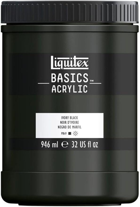 Liquitex BASICS Acrylic Paint, 946ml Jar, Ivory Black by Liquitex