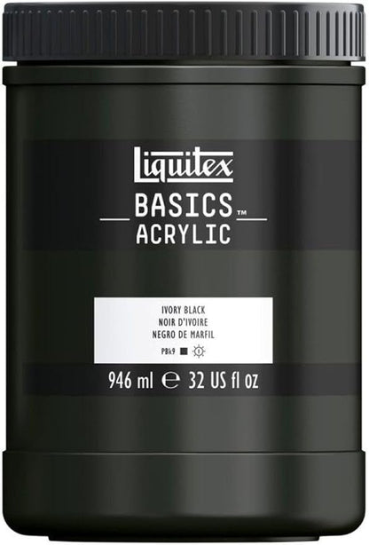 Liquitex BASICS Acrylic Paint, 946ml Jar, Ivory Black by Liquitex