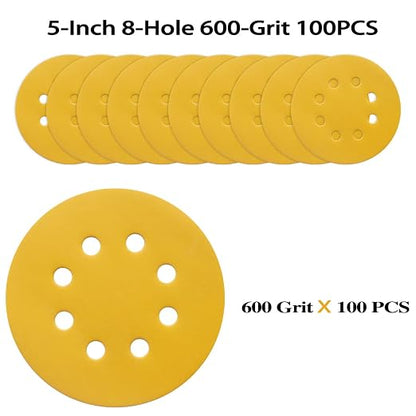 100PCS 5 Inch 8 Hole Sanding Discs 600 Grit - Image 2