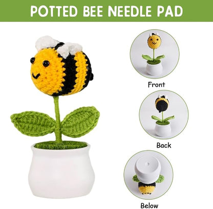 Bee Pin Cushion, Handmade Knitted Pincushions, Cute Pin Cushions Needle Holders - Image 3