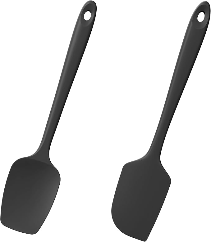 2-Piece Silicone Scraper & Spoon Spatulas: Doosu 600°F Heat Resistant Food by Doosu