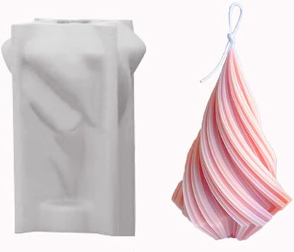 Conical Irregular Candle Mold Abstract Art Striped Candle Soap Silicone Mold by Anktily