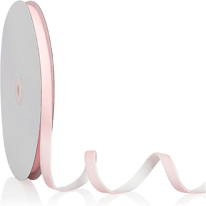 3/8" X 20 Yards Baby Pink Velvet Ribbon by Bomybaw