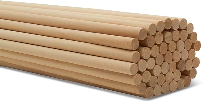 Dowel Rods Wood Sticks Wooden Dowel Rods 1/2 x 72 Inch Unfinished Hardwood by Woodpeckers