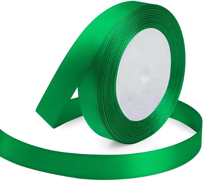 KMER LIFE Green Ribbon 5/8 Inches x 25 Yards Satin Ribbons Perfect by KMERLIFE