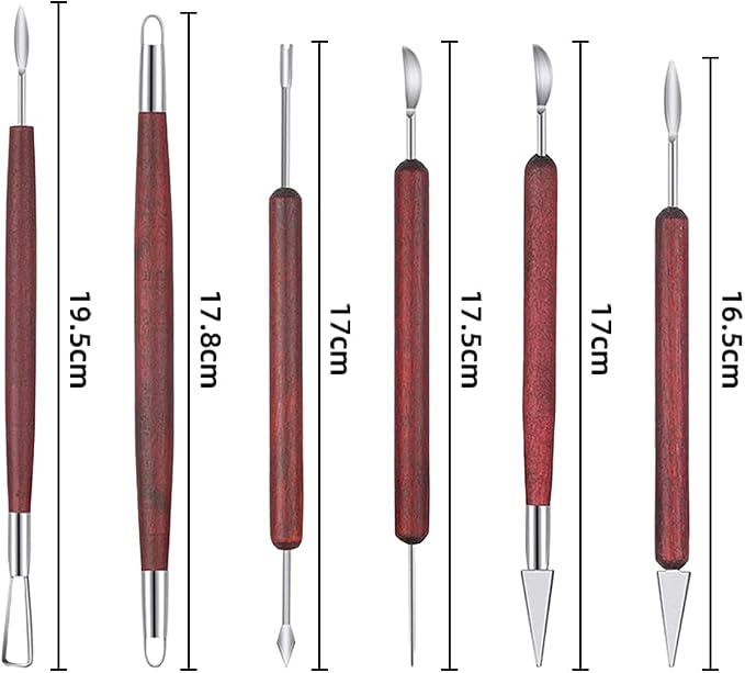 Pottery Tools and Supplies for Polymer, Yagugu 6Pcs Basic Wood Ceramics Carving - Image 2