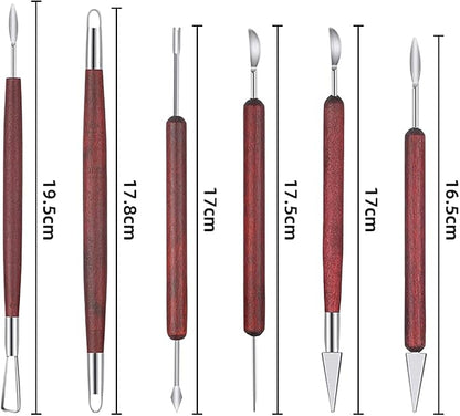 Pottery Tools and Supplies for Polymer, Yagugu 6Pcs Basic Wood Ceramics Carving - Image 2