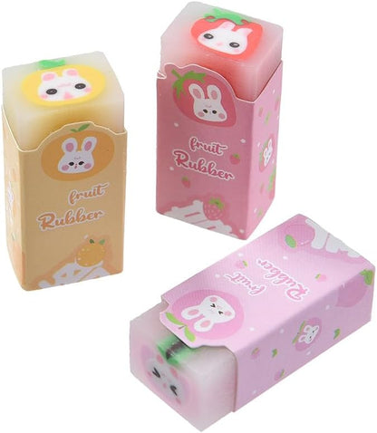 18 Pack Fruit Rabbit Jelly Erasers by kunfowl