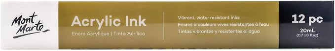 Mont Marte Acrylic Ink Premium 12pc x 20ml, Acrylic Inks - Image 9