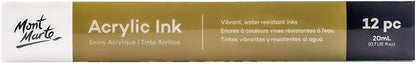 Mont Marte Acrylic Ink Premium 12pc x 20ml, Acrylic Inks - Image 9
