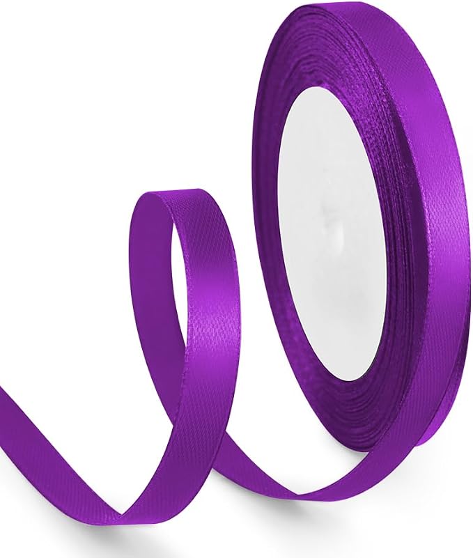 3/8 Inch 25 Yards Satin Ribbon Purple, Solid Color Fabric Ribbon by HimBen