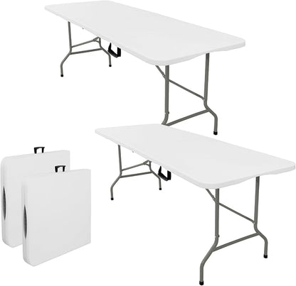 Set of 2 Folding Tables with Carrying Handle Lightweight Rectangular Portable by JALANCY