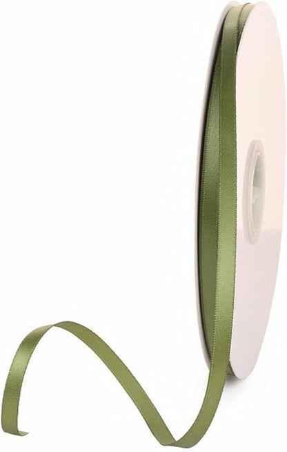 1/4" x 100 Yards Olive Green Polyester Satin Ribbon Single Faced Bulk Fabric by Oakarbo