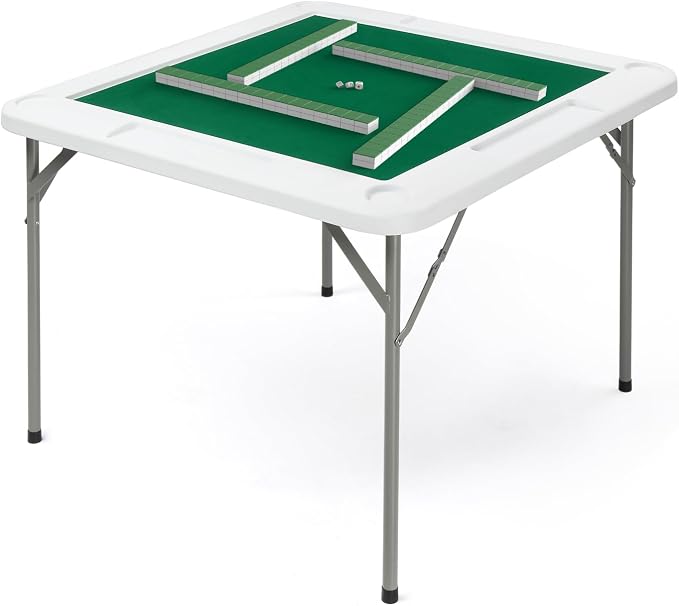 PEXMOR 39.5" Foldable Mahjong Table, Square 4 Player Card Game Table w/Cup by PEXMOR