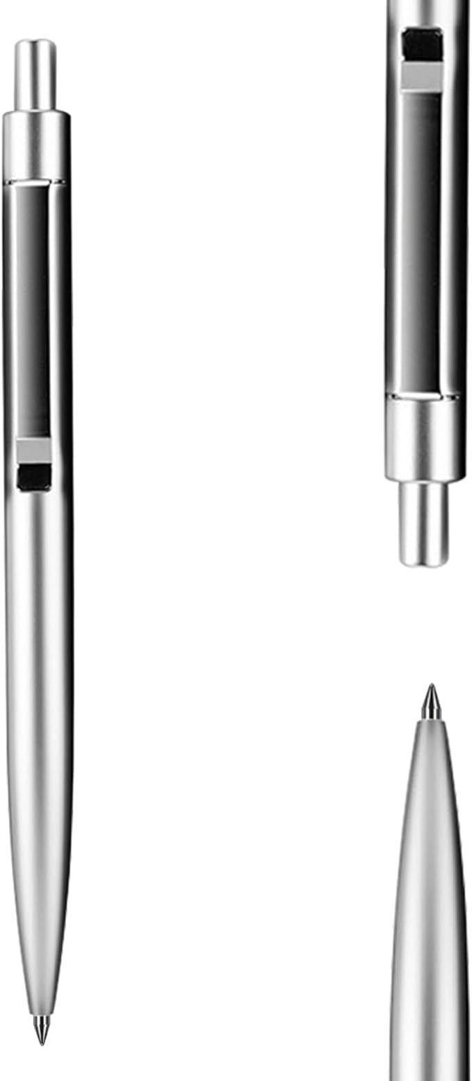 DUNBONG Silvery Metal Gel Pen, Gel Ink Ballpoint Pen, 0.5mm Retractable Ink Pen by DunBongStationery