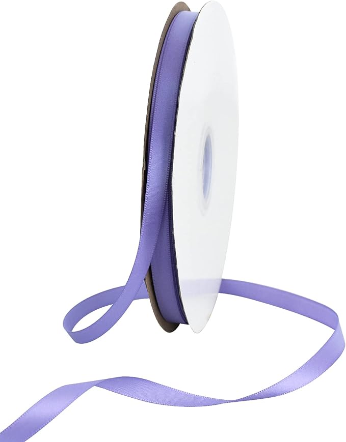 TONIFUL 3/8 in x 100yds Light Purple Satin Ribbon Thin Solid Fabric Ribbons Roll by TONIFUL