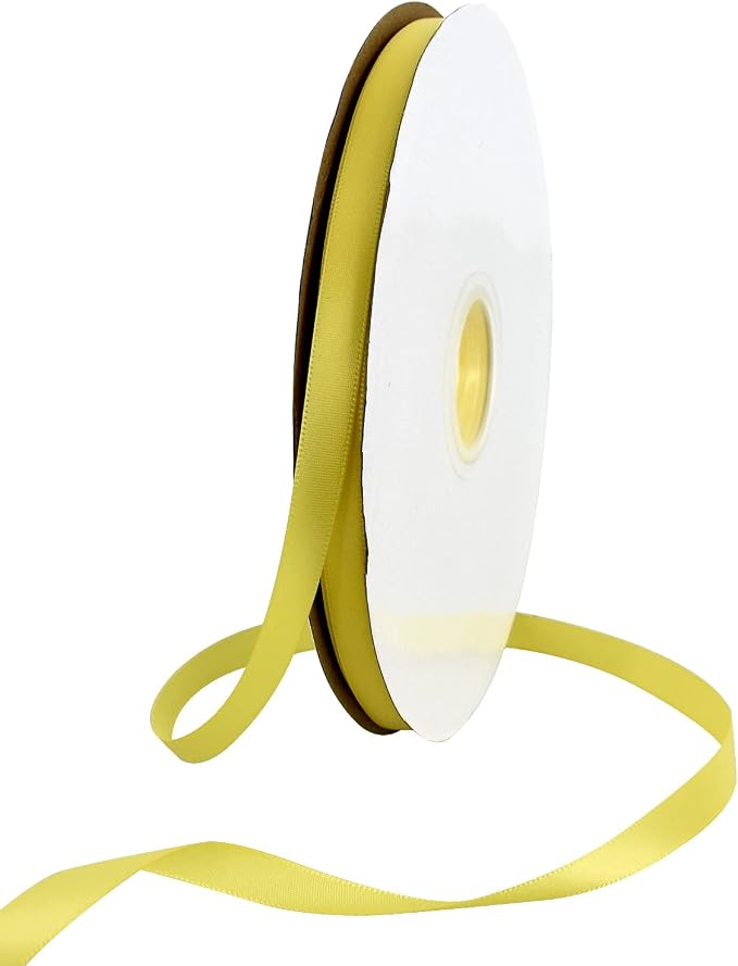 TONIFUL 3/8 Inch x 100yds Lemon Light Yellow Satin Ribbon Thin Solid Fabric by TONIFUL