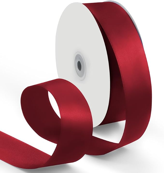 1-1/2 Inch 100 Yards Satin Ribbon Wine Red, Solid Color Fabric Ribbon by HimBen