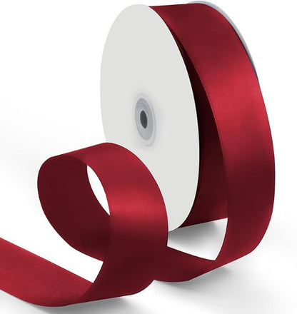 1-1/2 Inch 100 Yards Satin Ribbon Wine Red, Solid Color Fabric Ribbon by HimBen