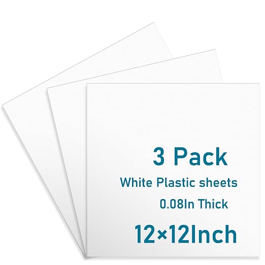 3 Pack White Plastic Sheets 12x12x0.08in Flexible High Tensile Plastic Sheets by Polvtor