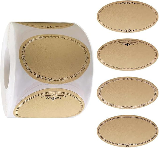 HAHIYO 1.4 * 2.5In 500P Oval Brown Kraft Stickers by HAHIYO