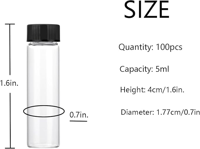 5ml Clear Small Glass Vials 100pcs - Image 2