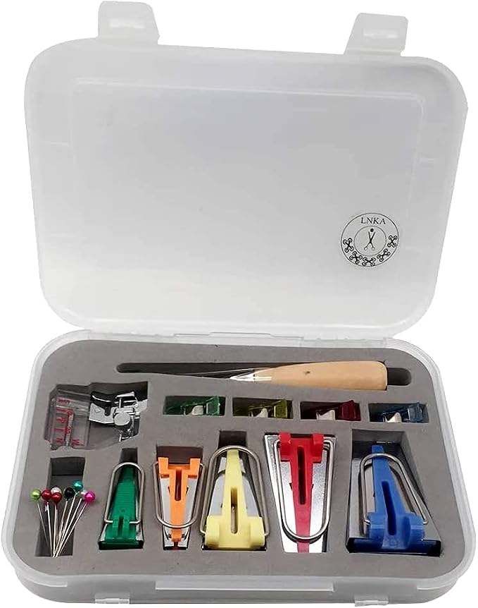 Bias Tape Maker Set, LNKA 5 Sizes 1/4" 3/8" 1/2" 3/4" 1" Bias Maker Kits - Image 2