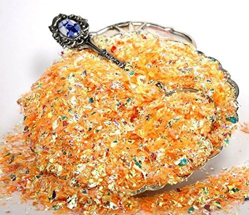 Golden Orange Iridescent Ice Flakes Glitter Flakes - Image 3