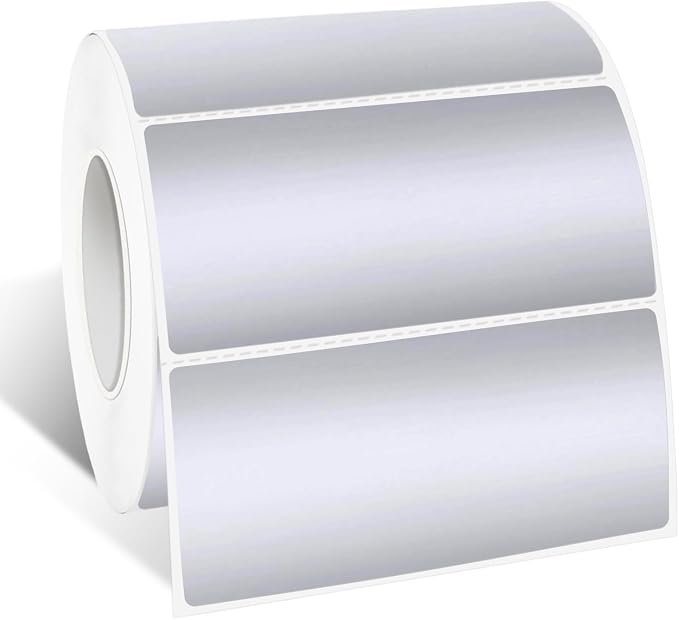 1" x 2" Silver Thermal Label Stickers, Waterproof Thermal Printer Sticker Labels by Yeachlaing