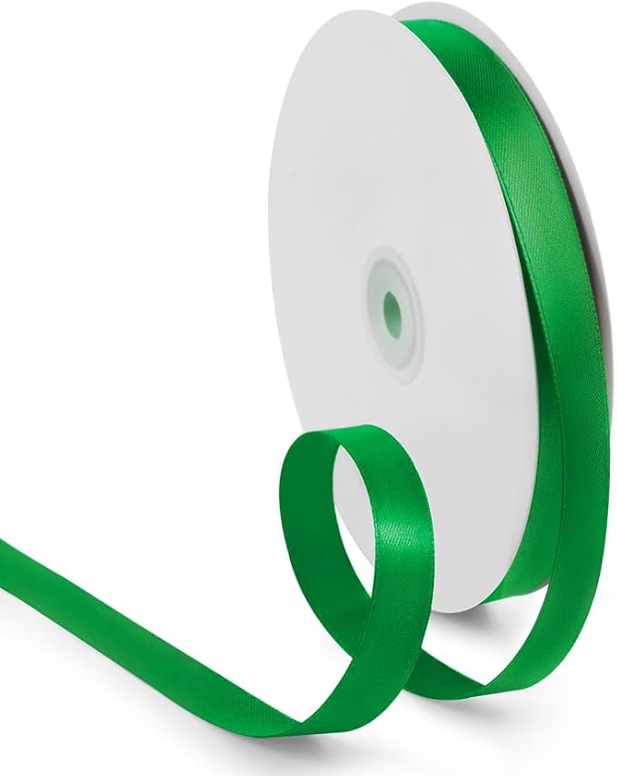 5/8 Inch 100 Yards Satin Ribbon Green, Solid Color Fabric Ribbon by HimBen
