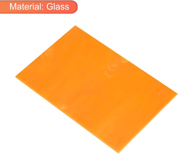 MECCANIXITY 2 Pcs Stained Glass Sheet Mosaic Tile 7.9 Inch x 5.9 Inch Orange - Image 3
