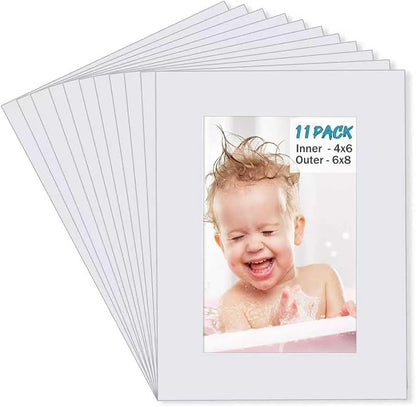 Egofine 6x8 White Picture Mats Pack of 11, Frame Mattes by Egofine