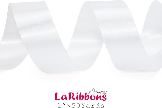 LaRibbons White Satin Ribbon 1 Inch 50 Yards Luxury Double Faced Silk Ribbon - Image 5